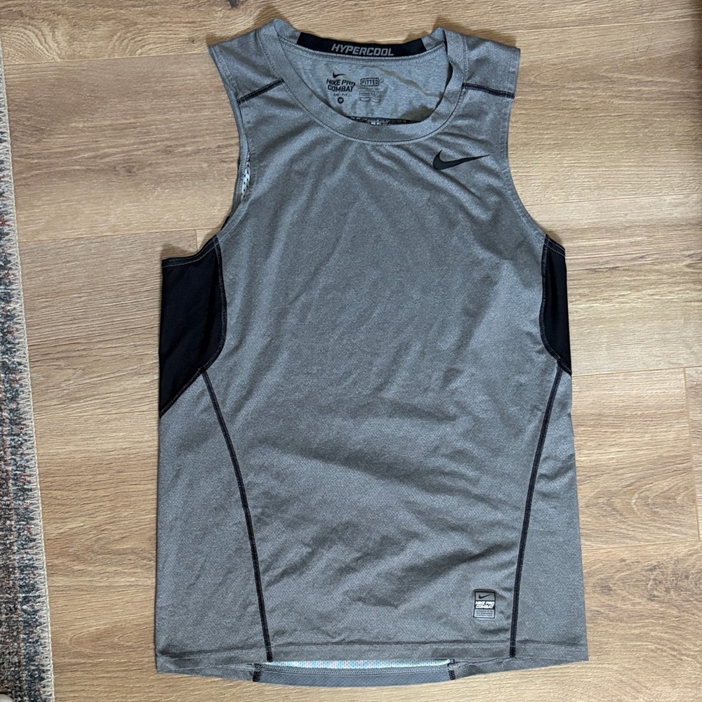 Nike Grey and Black Hypercool Sleeveless Training Tank